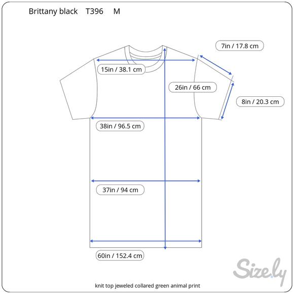 knit top jeweled collared green animal print - Picture 4 of 9